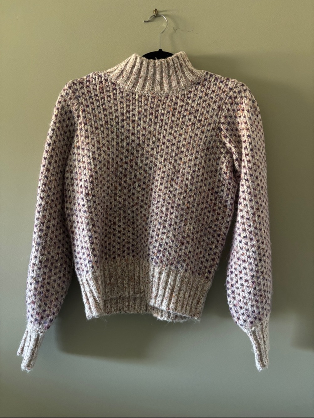 CeCe Cream and Purple Speckled Turtleneck Sweater